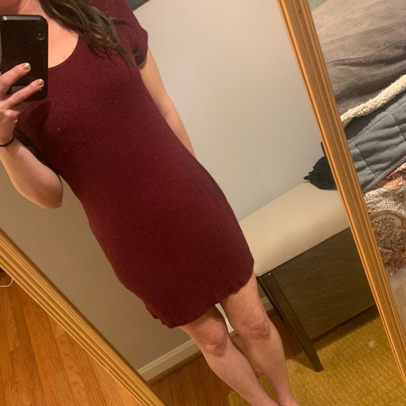 Vibe Dresses & Skirts - Red Striped T-Shirt Dress